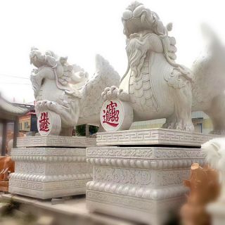酒店漢白玉貔貅神獸石雕有什么寓意？