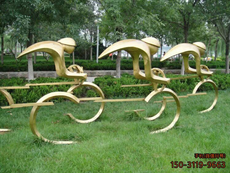 自行車(chē)賽車(chē)雕塑_不銹鋼抽象景觀