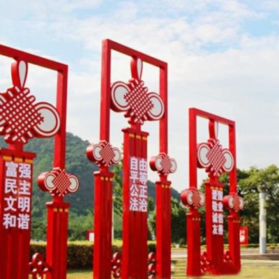 不銹鋼抽象中國結(jié)雕塑有什么寓意？