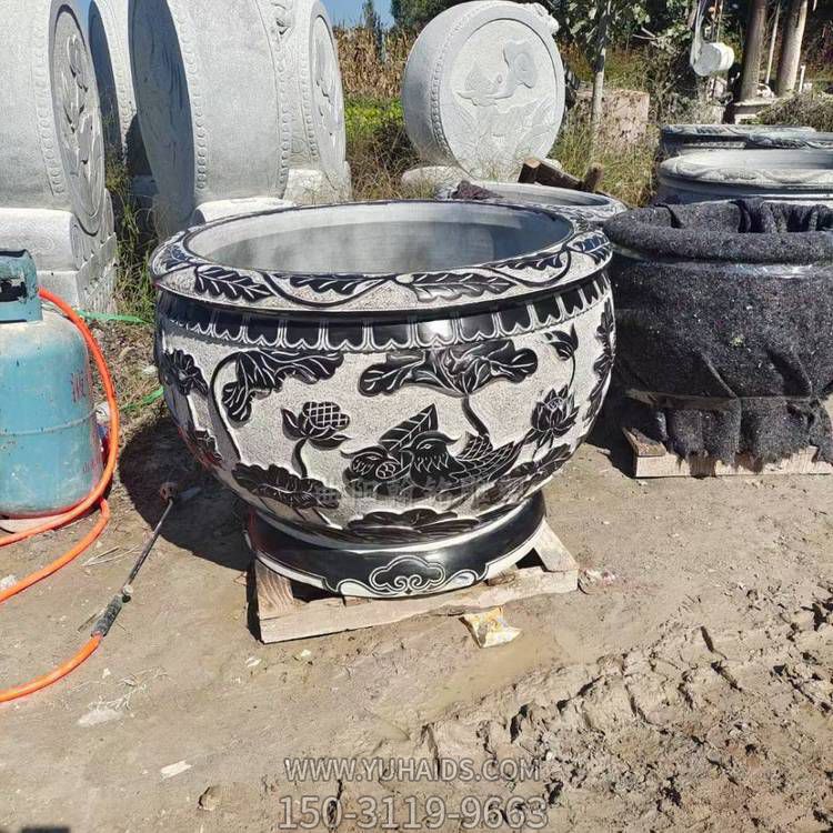 浮雕園林景觀大型魚(yú)缸擺件雕塑
