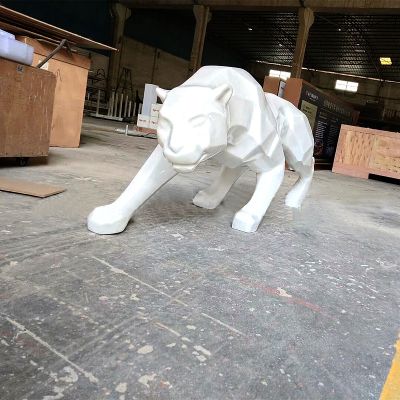 公園白鋼切面、電鍍、拋光、拉絲豹子雕塑