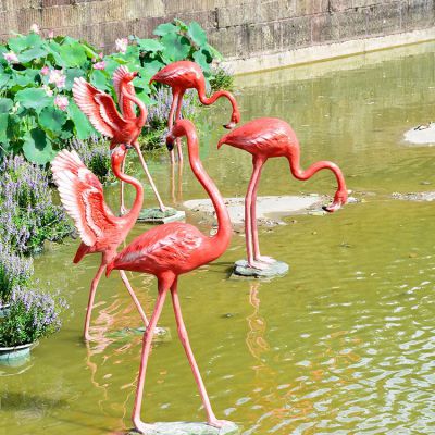 仿真火烈鳥(niǎo)，玻璃鋼仿生動(dòng)物雕塑