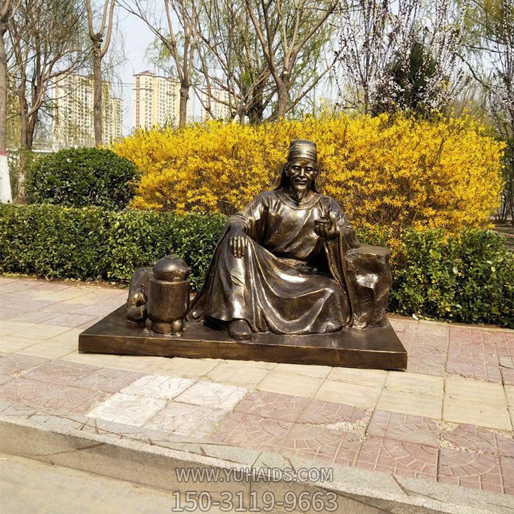茶圣陸羽雕塑，玻璃鋼仿銅歷史名人情景雕塑