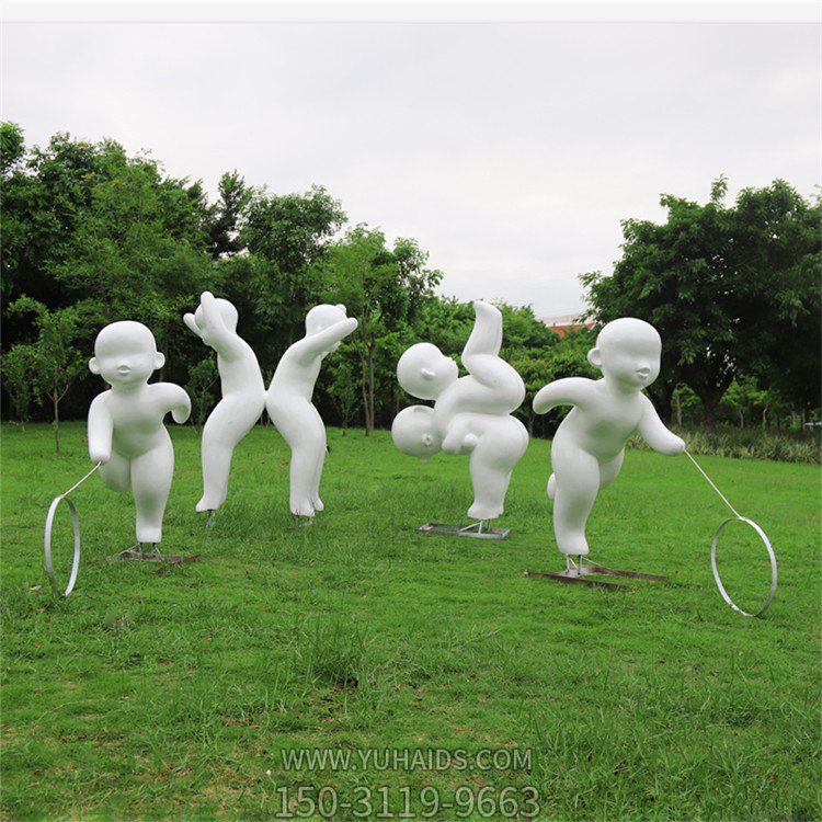 戶外人物玻璃鋼抽象小孩，公園學(xué)校廣場裝飾雕塑