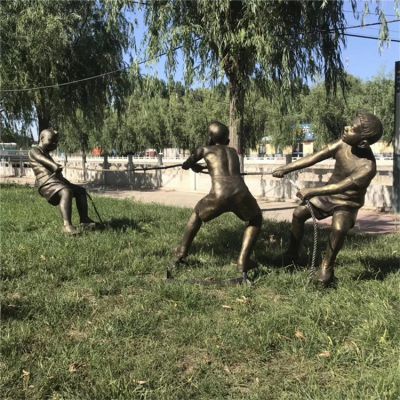拔河，玻璃鋼民俗生活場(chǎng)景人物雕塑