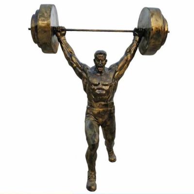 舉重，玻璃鋼仿銅體育運動人物雕塑