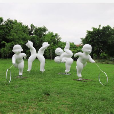 戶外人物玻璃鋼抽象小孩，公園學(xué)校廣場(chǎng)裝飾