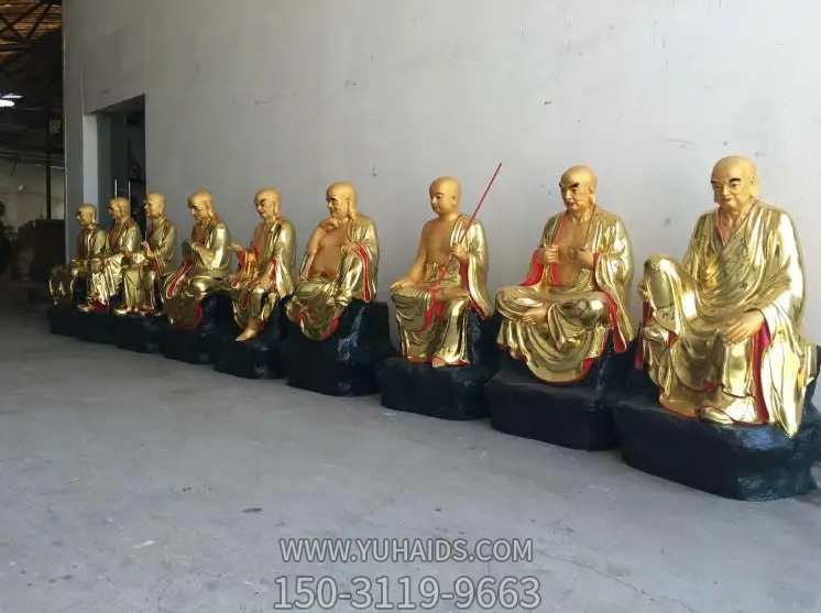 十八羅漢塑像，玻璃鋼漆金佛像系列雕塑