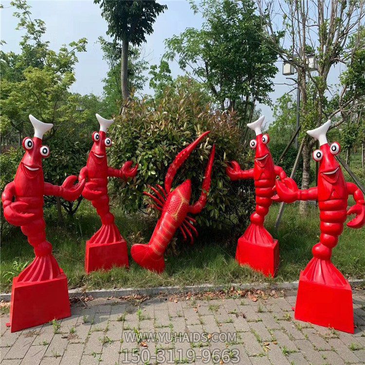 玻璃鋼龍蝦雕塑，海鮮館迎賓龍蝦廚子