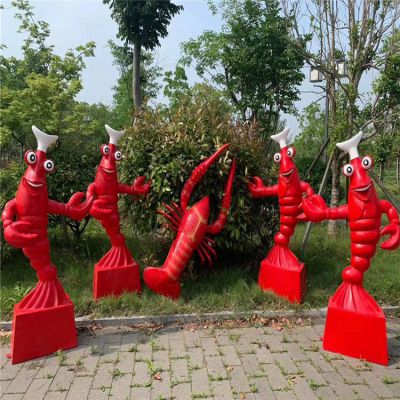 玻璃鋼龍蝦雕塑，海鮮館迎賓龍蝦廚子