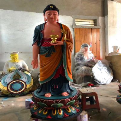 景區(qū)大型景觀(guān)裝飾品玻璃鋼彩繪神佛三圣雕塑