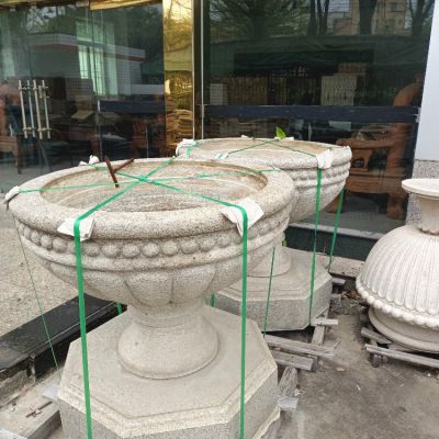 花崗巖石雕花盆，歐式大花缽