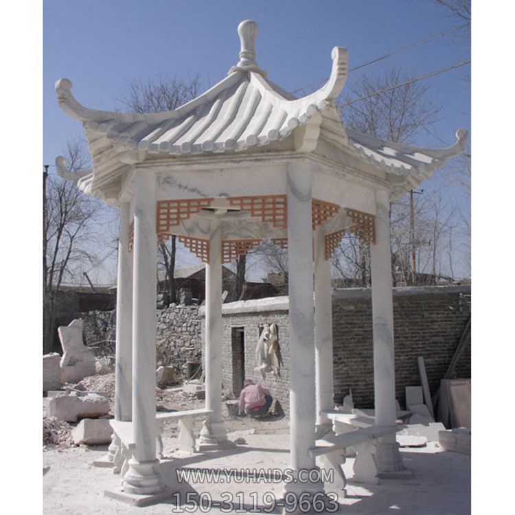 學(xué)?;▓@擺放漢白玉休閑座椅涼亭雕塑