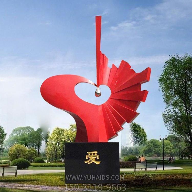 戶(hù)外廣場(chǎng)不銹鋼心形雕塑定制抽象異形愛(ài)心醫(yī)院標(biāo)志景觀(guān)擺件雕塑