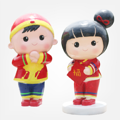 拜年小公仔，玻璃鋼商場春節(jié)美陳卡通人偶