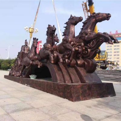 大型馬車雕塑，廣場馬拉車景觀雕塑