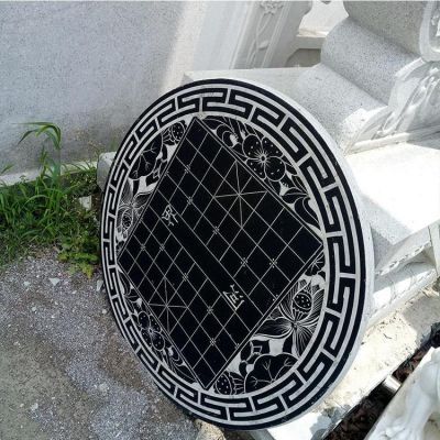 青石石桌，帶象棋棋盤傳統(tǒng)圖案石桌子