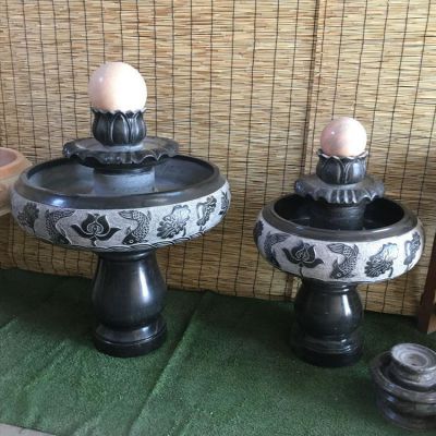 小型室內(nèi)黑色大理石風(fēng)水球水缽，辦公家用招財(cái)風(fēng)水?dāng)[件