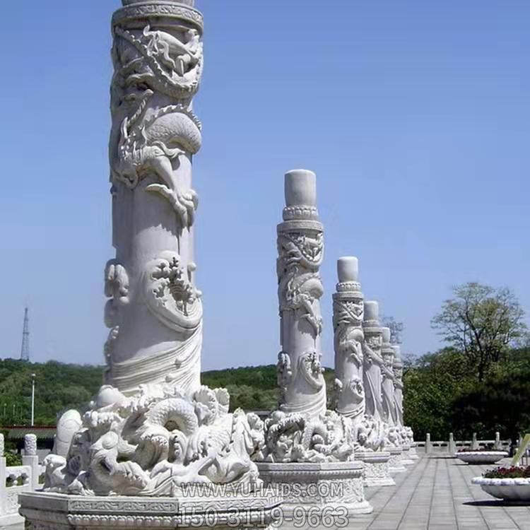 景點(diǎn)廣場(chǎng)擺放大理石現(xiàn)代方形文化柱盤(pán)龍柱雕塑