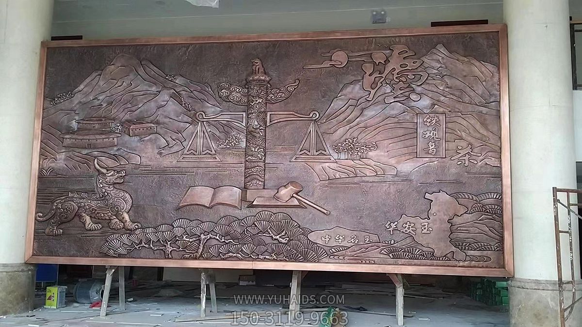 華安政務(wù)大廳地方主題浮雕,紫銅鍛造壁畫(huà)雕塑