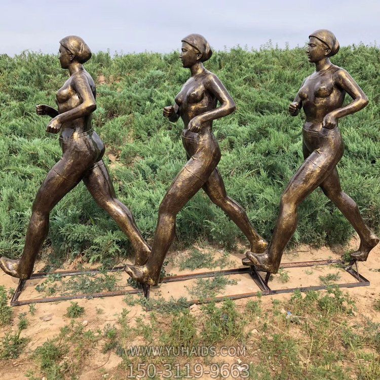 競(jìng)走，玻璃鋼仿銅美女雕塑
