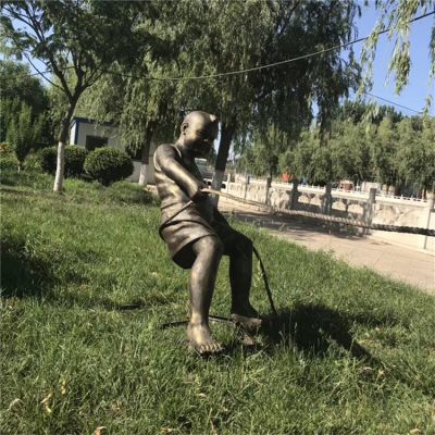 拔河的孩子，玻璃鋼仿銅人物雕塑