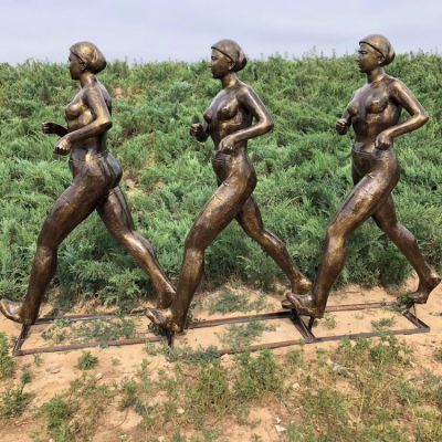 競(jìng)走，玻璃鋼仿銅美女雕塑