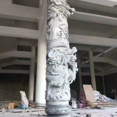 戶(hù)外景區(qū)盤(pán)龍石柱雕塑