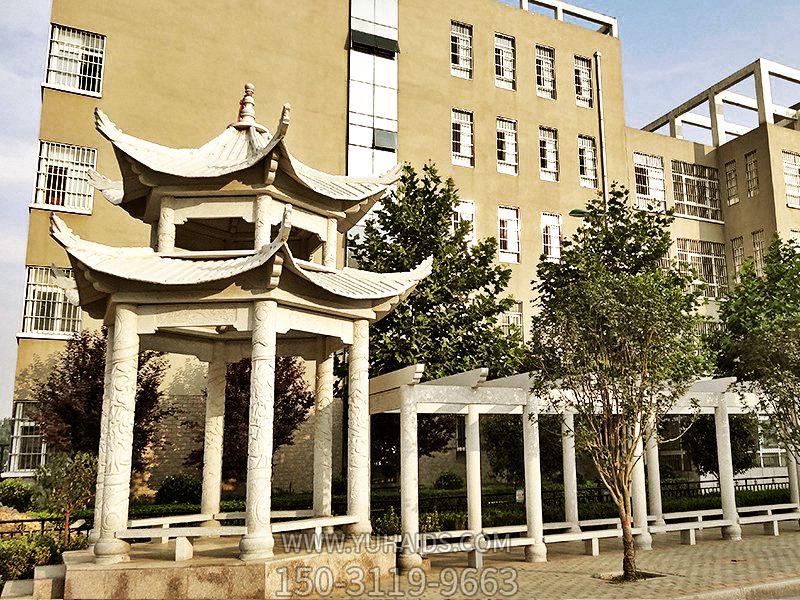 學?;▓@裝飾漢白玉仿古建涼亭花架雕塑