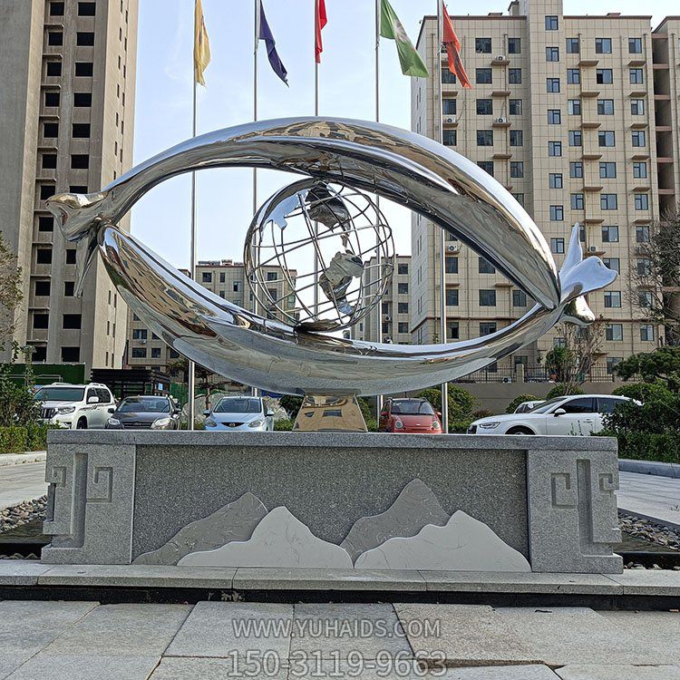 抽象魚(yú)，眼鏡，不銹鋼創(chuàng)意景觀標(biāo)識(shí)雕塑