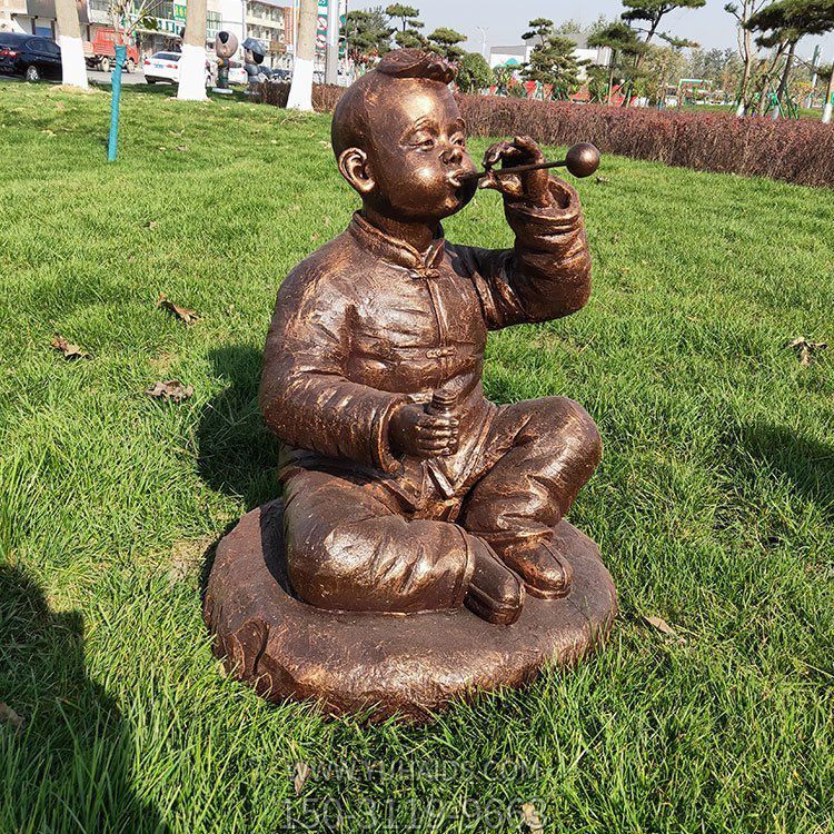 童趣系列人物，吹泡泡的小男孩雕塑