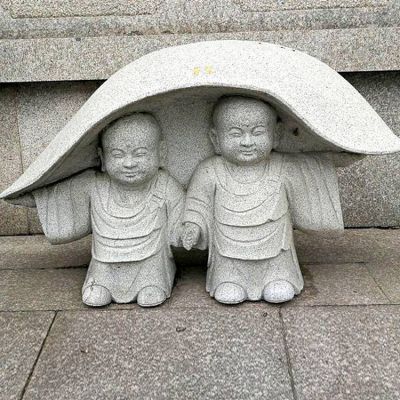 大理石，砂石石雕園林寺廟小沙彌擺件