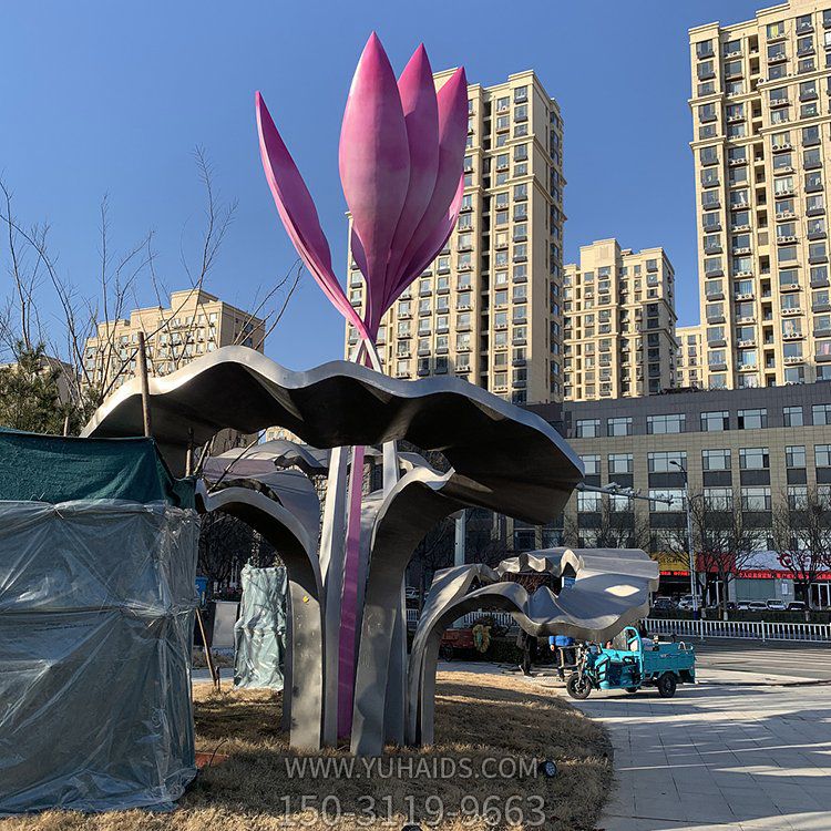 城市路政裝飾雕塑，不銹鋼花朵景觀雕塑