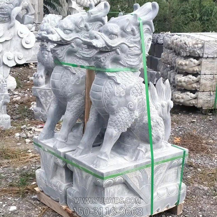 青石麒麟，石雕麒麟圣獸雕塑