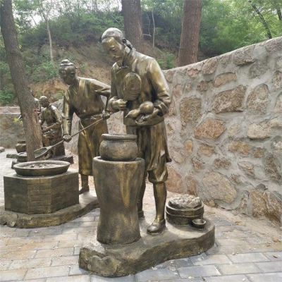 制藥人物場景雕塑，古代煉藥制藥情景雕塑