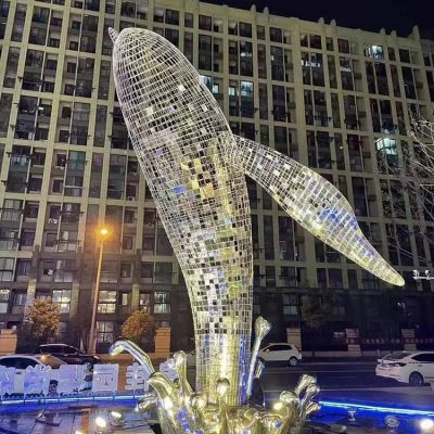 不銹鋼鯨魚，大型鐵藝鏤空網(wǎng)格鯨魚水景裝飾景觀