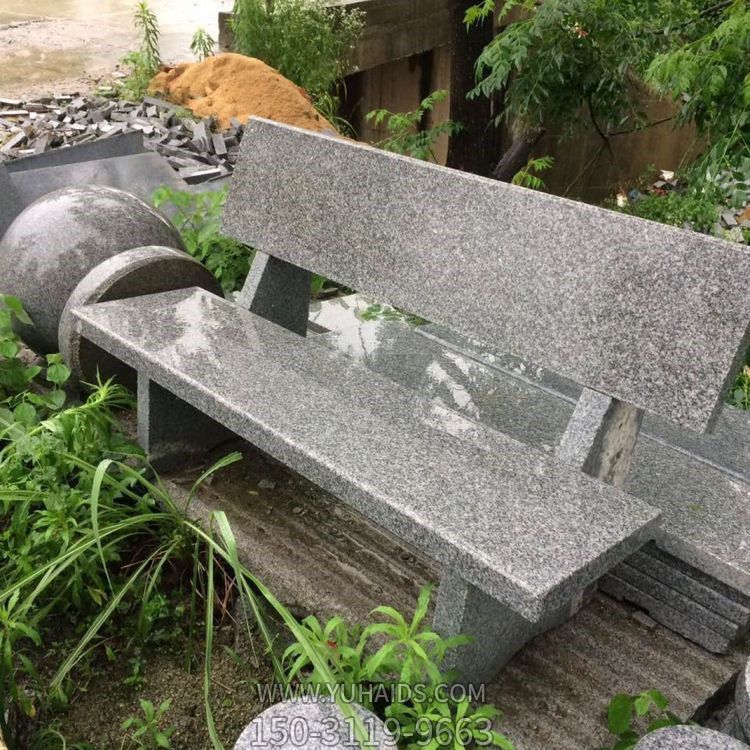 花崗巖石椅子，公園園林露天椅子雕塑