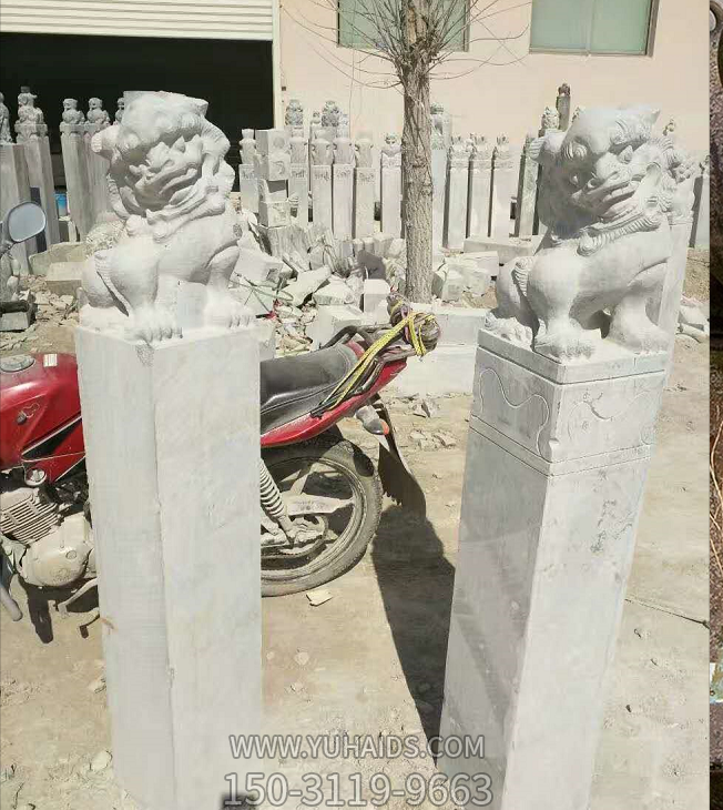 獅子栓馬柱，古建園林拴馬樁雕塑