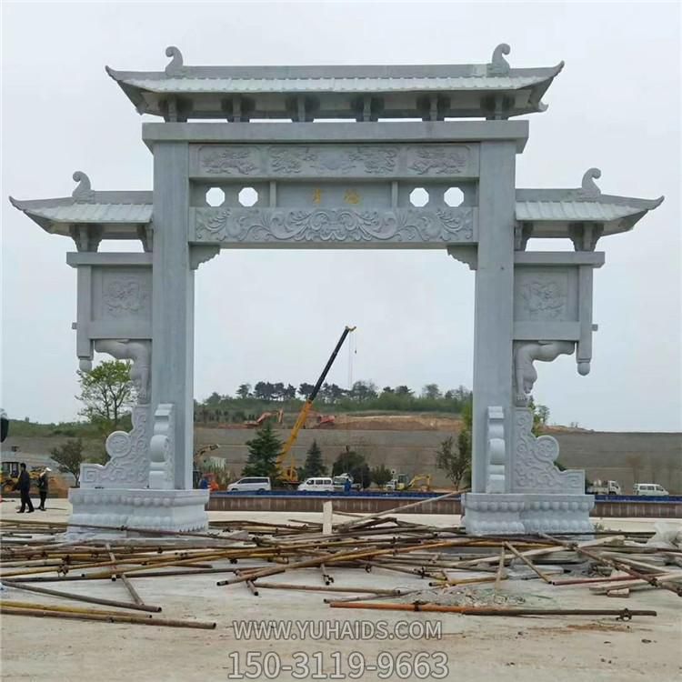 農(nóng)村鄉(xiāng)鎮(zhèn)大理石石雕單門(mén)牌坊雕塑