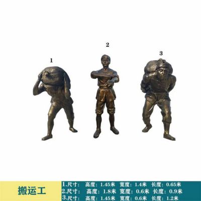 銅雕戶(hù)外園林景觀(guān)情景小品搬運(yùn)工人物雕塑