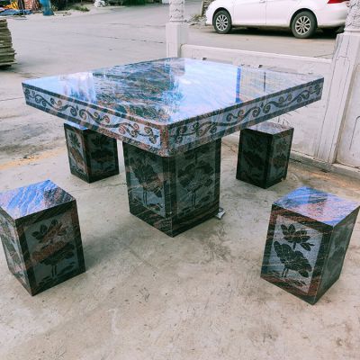 大理石石桌凳，正方形桌子凳子