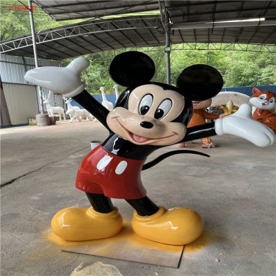 米老鼠玻璃鋼卡通人物雕塑，幼兒園游樂園動(dòng)漫人物擺件