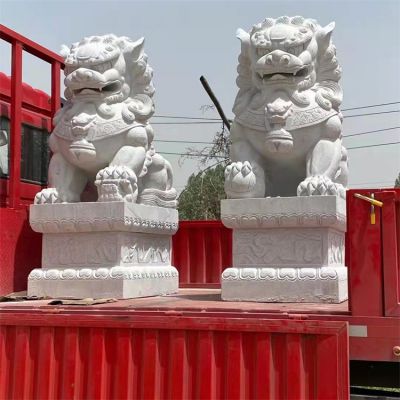 大理石石雕戶(hù)外庭院門(mén)口鎮(zhèn)宅招財(cái)獅子雕塑