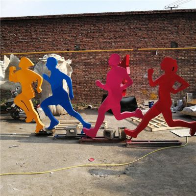 跑步，不銹鋼剪影奔跑人物雕像