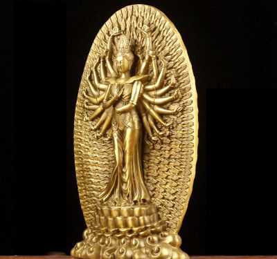 景區(qū)寺廟漆金銅雕千手觀(guān)音雕塑