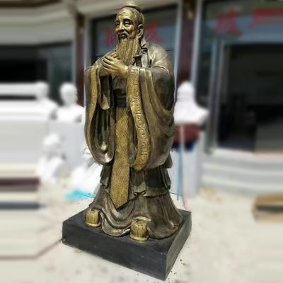 銅鑄室內創(chuàng)意噴金孔子雕塑