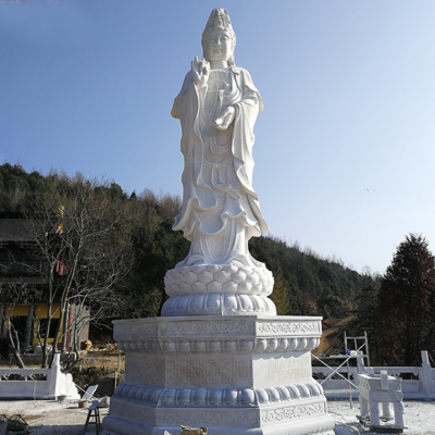 觀音佛像，漢白玉滴水觀音石雕石像