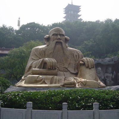 廣場(chǎng)景區(qū)大型銅雕老子，戶(hù)外仿銅古代人物雕塑