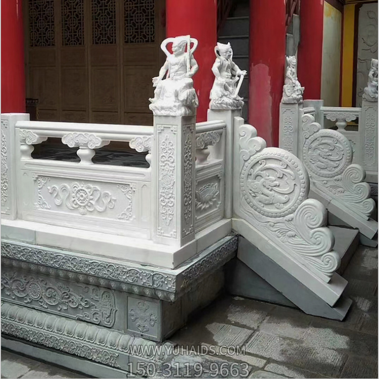 寺廟欄桿圍欄，漢白玉雕花欄板雕塑