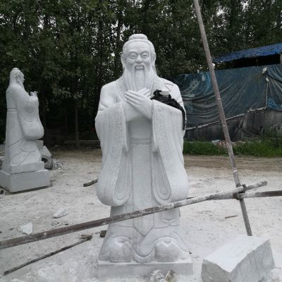 孔子石雕像，漢白玉大理石石雕孔圣人
